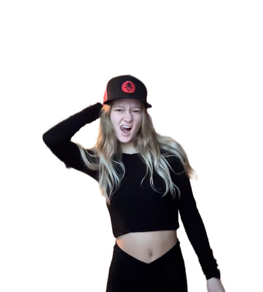 Treevy Black/Red Embroidered Trucker Hat