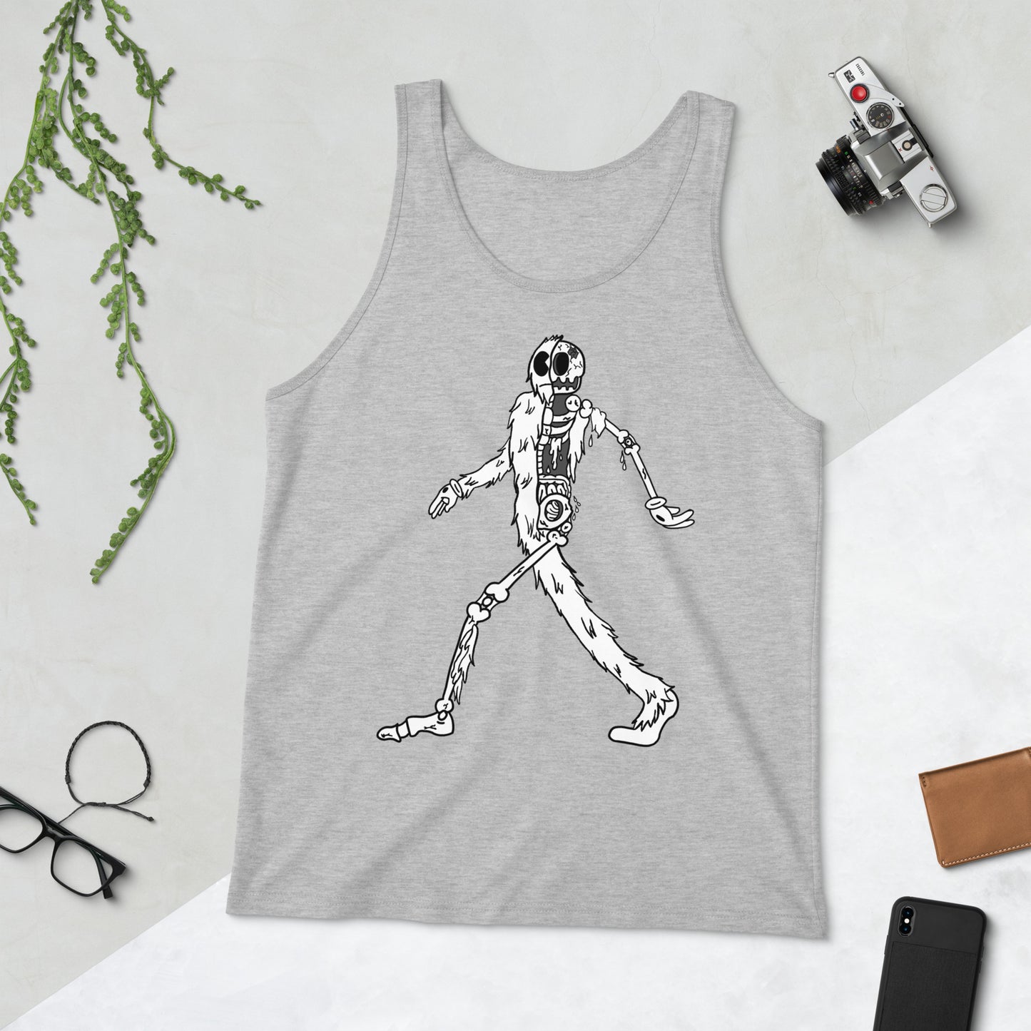 Walking Yeti (B&W) - Unisex Tank Top