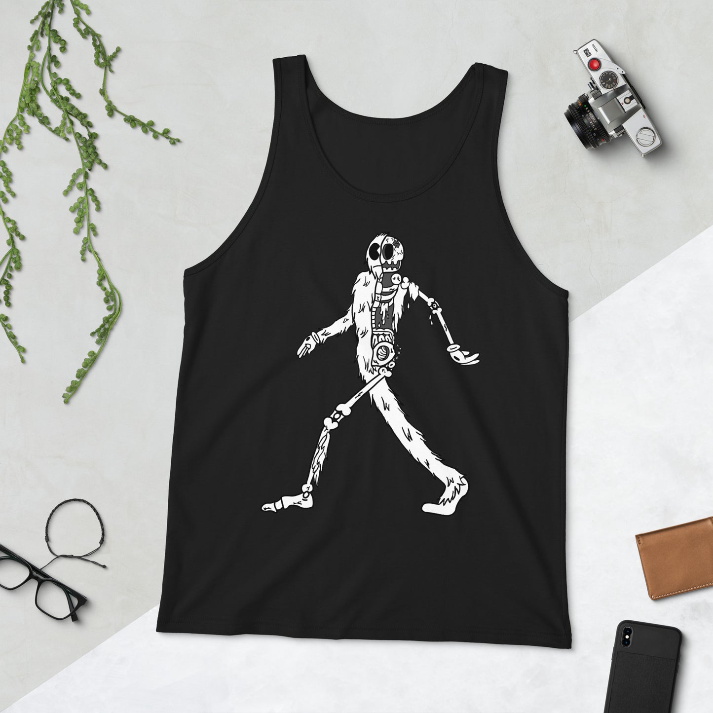 Walking Yeti (B&W) - Unisex Tank Top