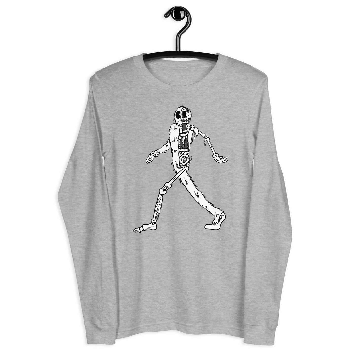 Walking Yeti (B&W)- Unisex Long Sleeve Tee
