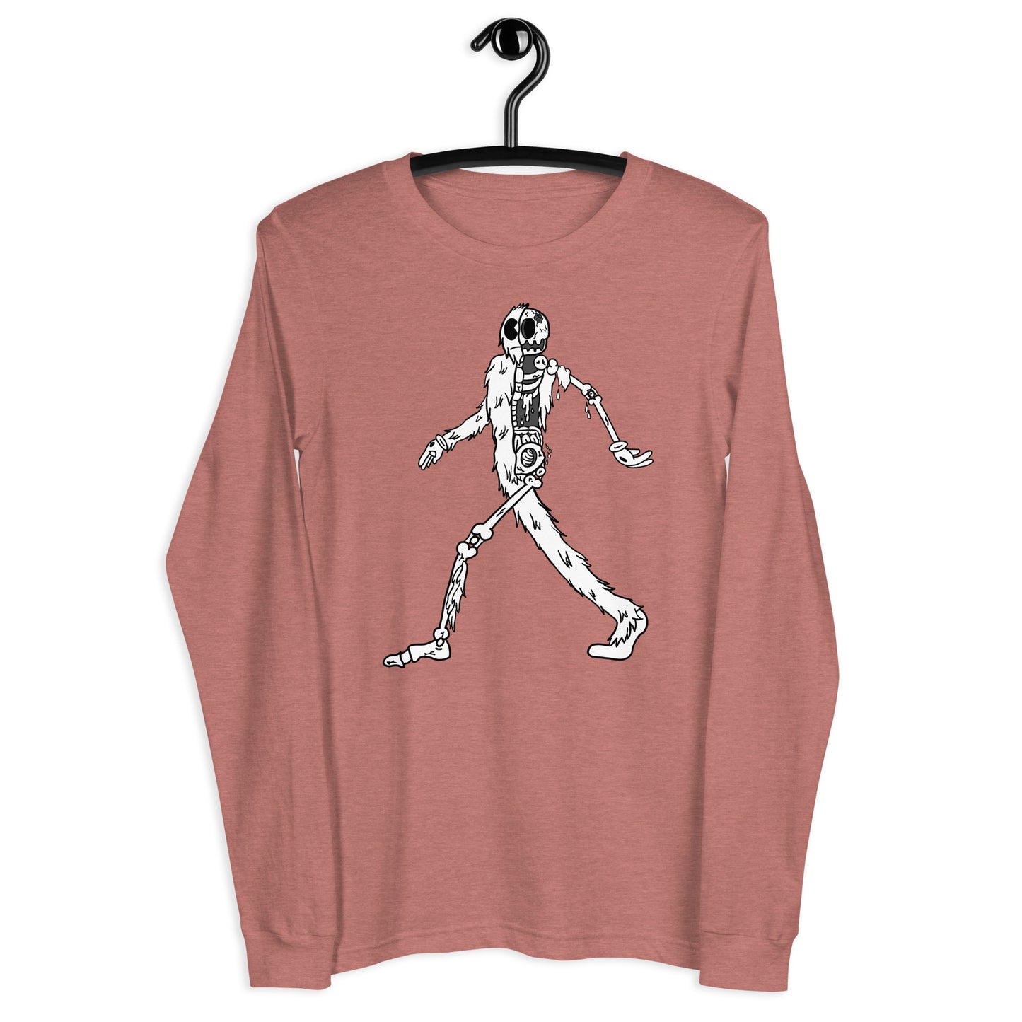 Walking Yeti (B&W)- Unisex Long Sleeve Tee