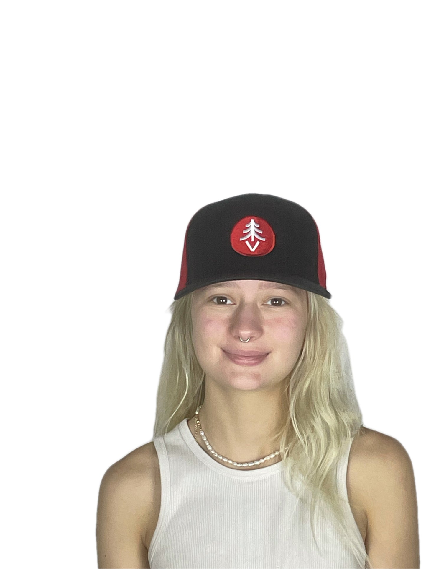 Treevy Red/White Embroidered Trucker Hat