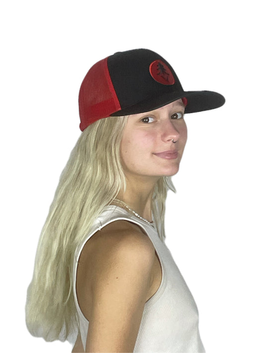 Treevy Black/Red Embroidered Trucker Hat