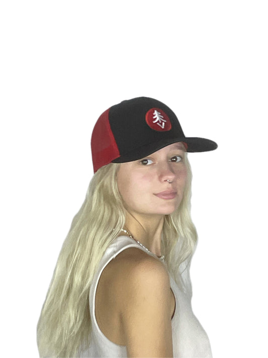 Treevy Red/White Embroidered Trucker Hat