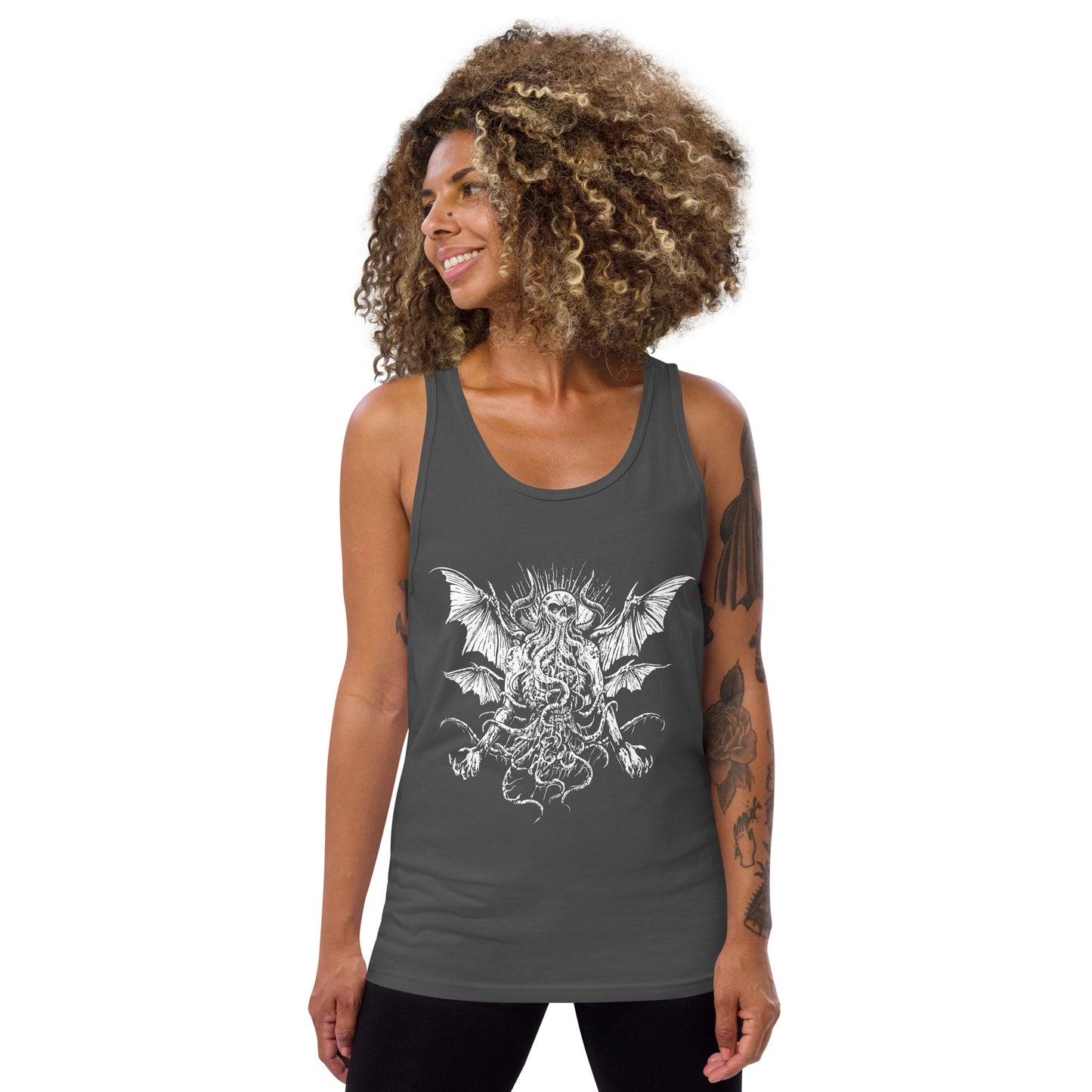 Manacing Cthulhu (B&W) - Unisex Tank Top
