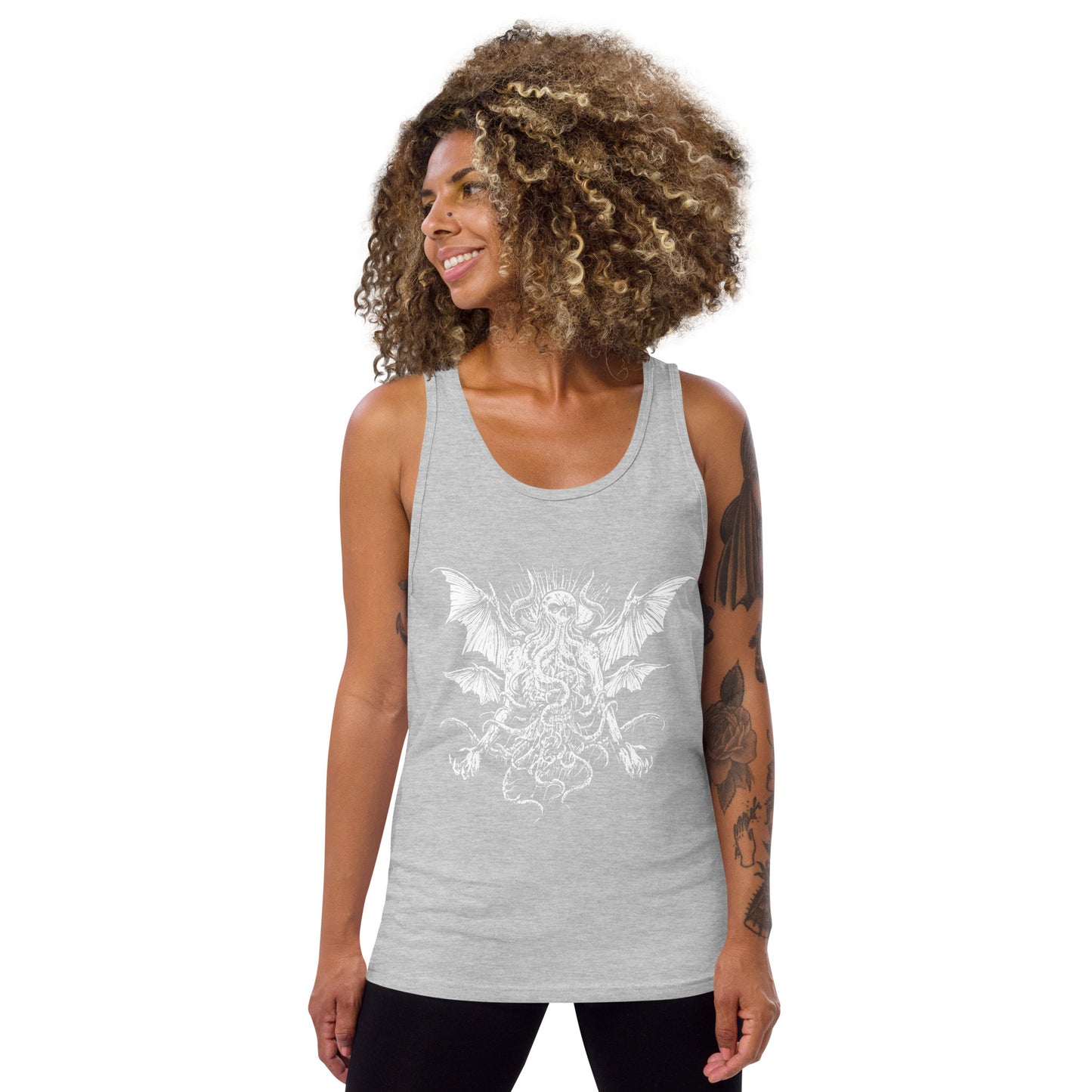 Manacing Cthulhu (B&W) - Unisex Tank Top