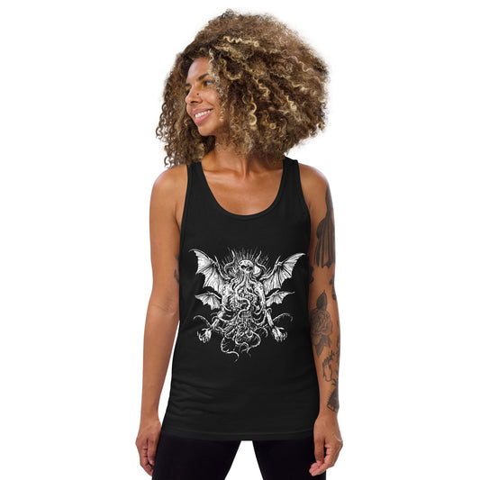 Manacing Cthulhu (B&W) - Unisex Tank Top