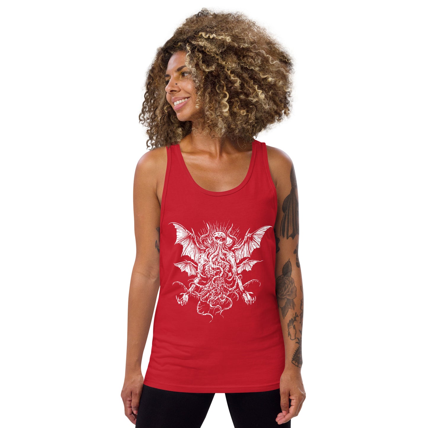 Manacing Cthulhu (B&W) - Unisex Tank Top