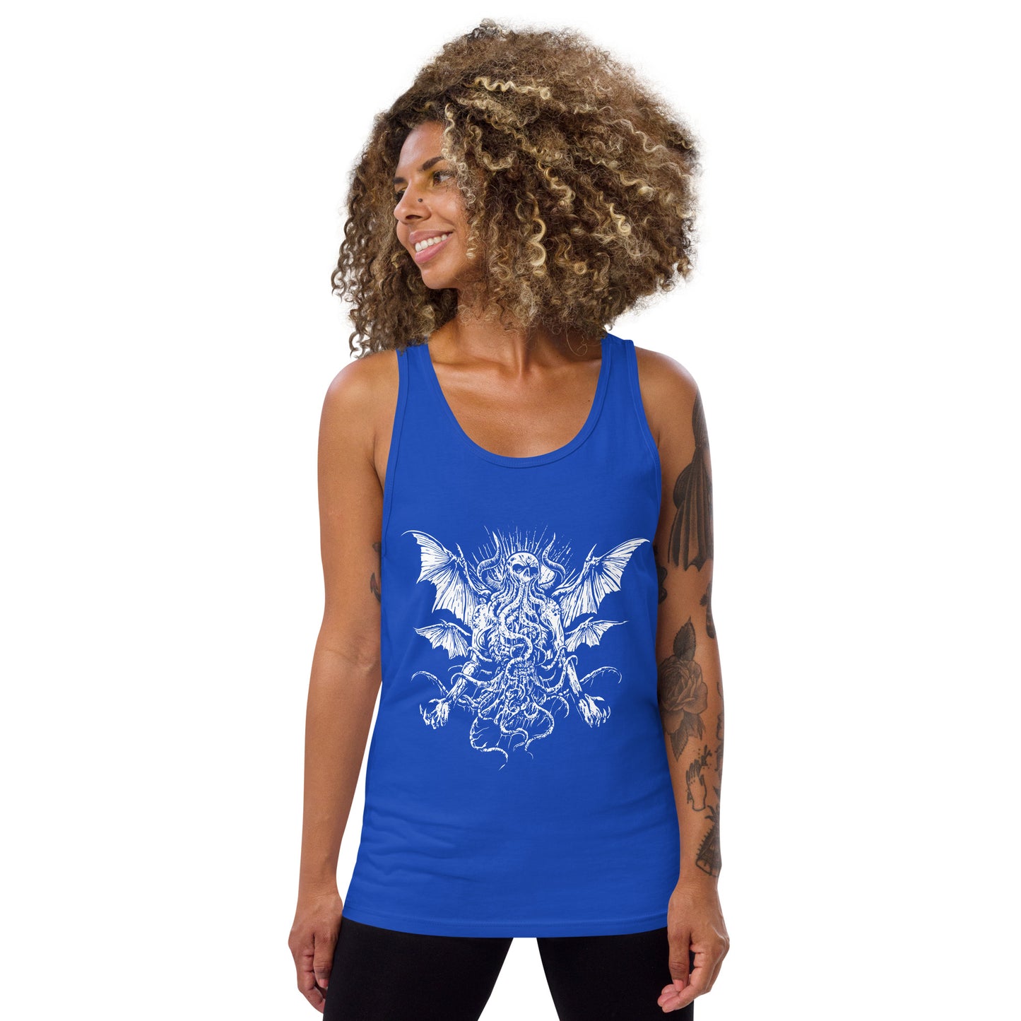 Manacing Cthulhu (B&W) - Unisex Tank Top