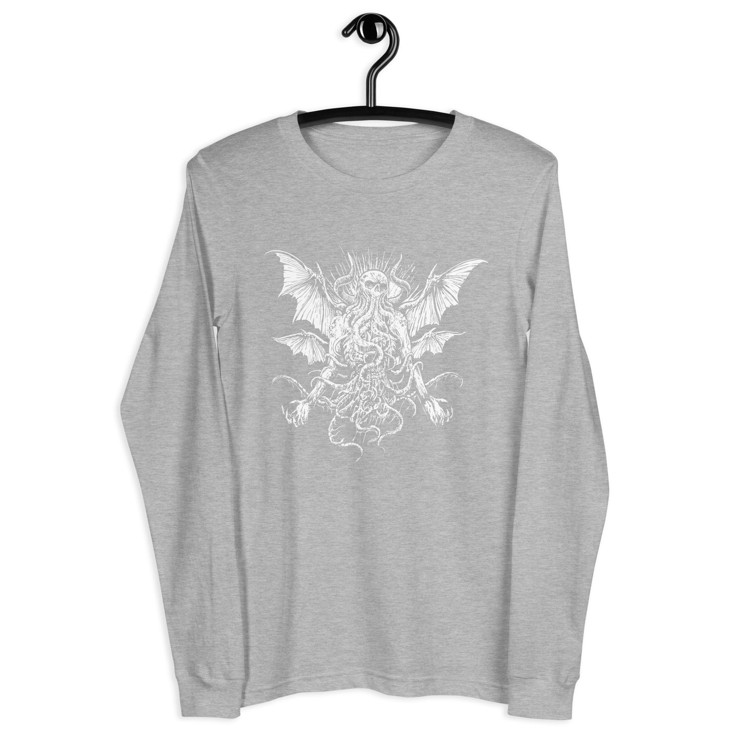 Manacing Cthulhu (B&W) - Unisex Long Sleeve Tee