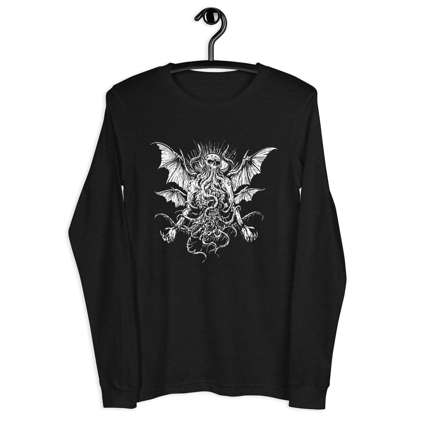 Manacing Cthulhu (B&W) - Unisex Long Sleeve Tee
