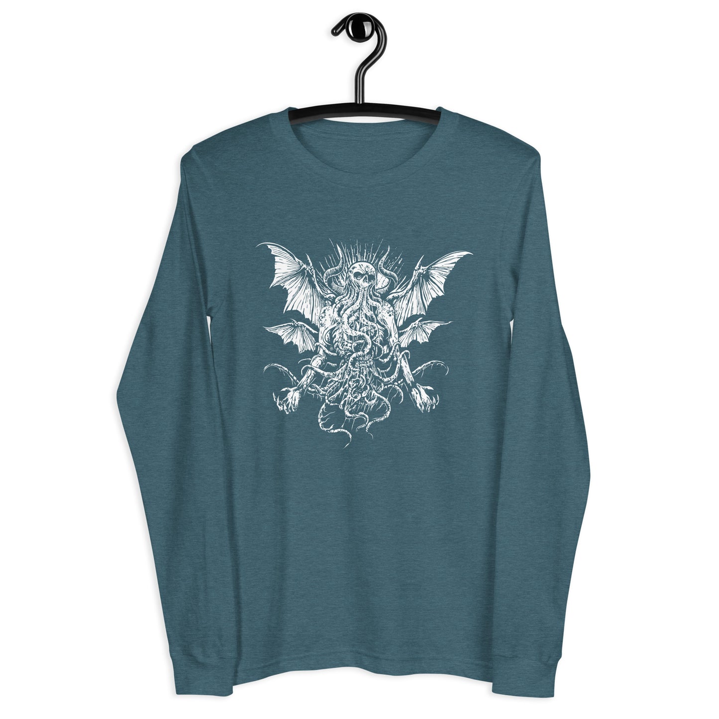 Manacing Cthulhu (B&W) - Unisex Long Sleeve Tee