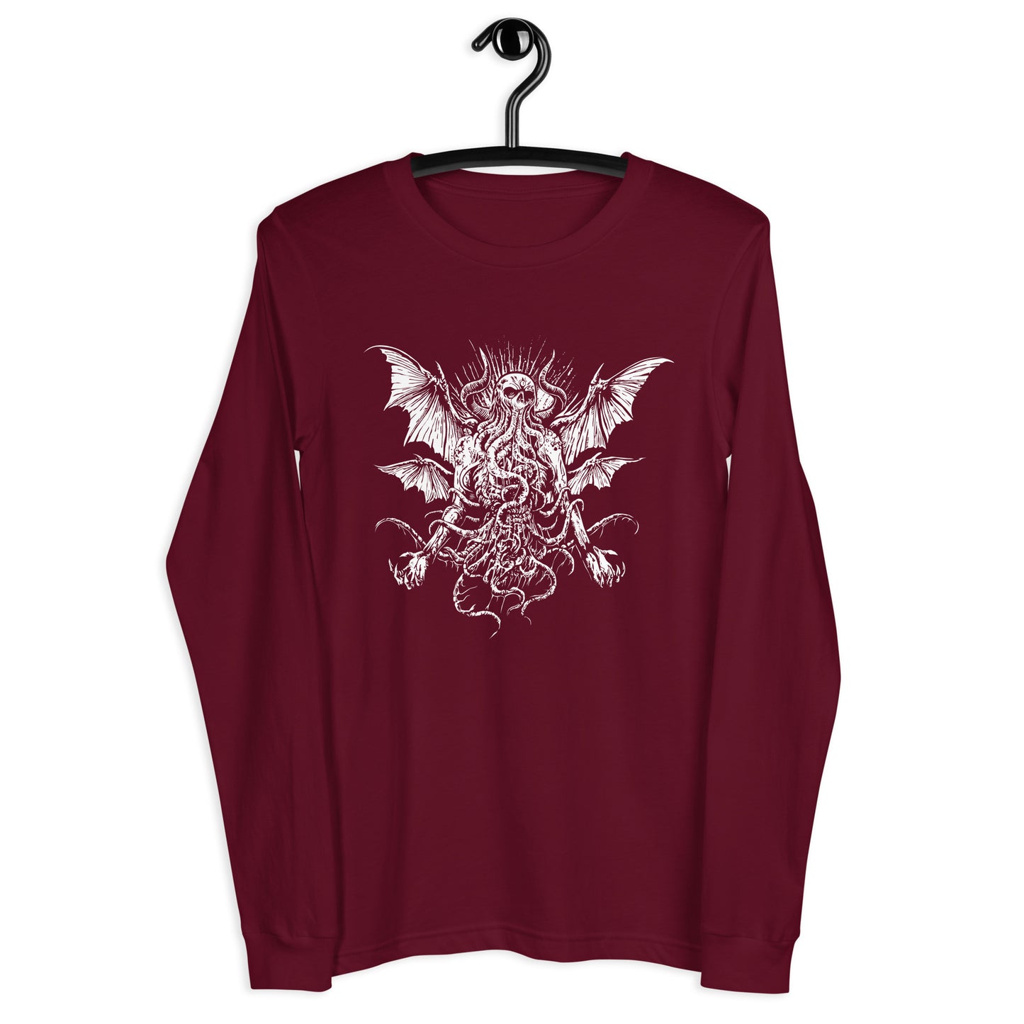 Manacing Cthulhu (B&W) - Unisex Long Sleeve Tee