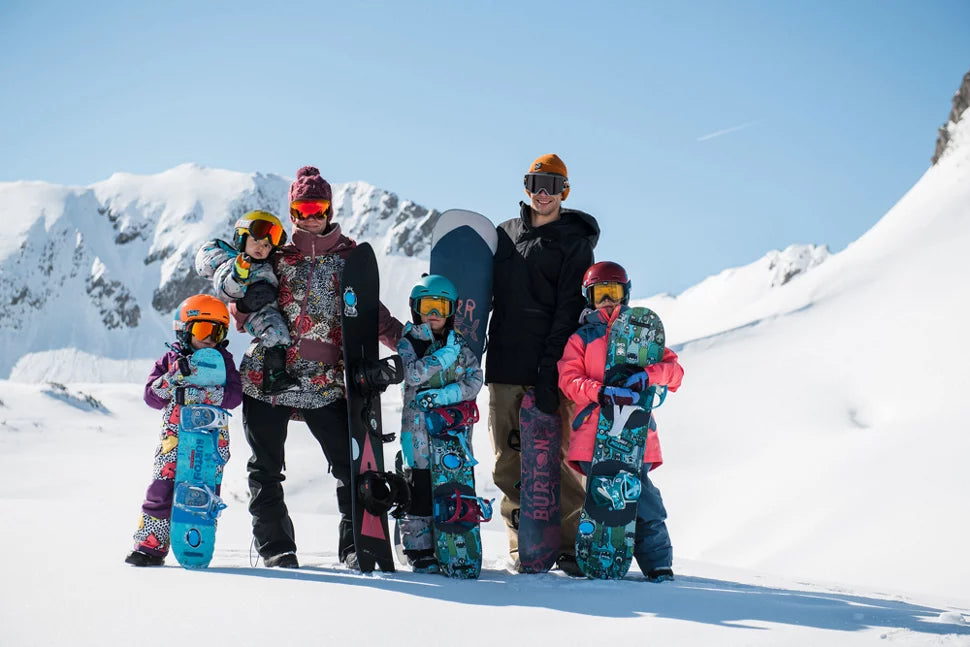 family snowboarding