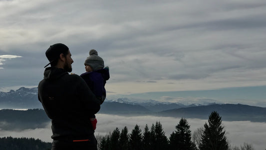 Father & Kid Exploring Mountains