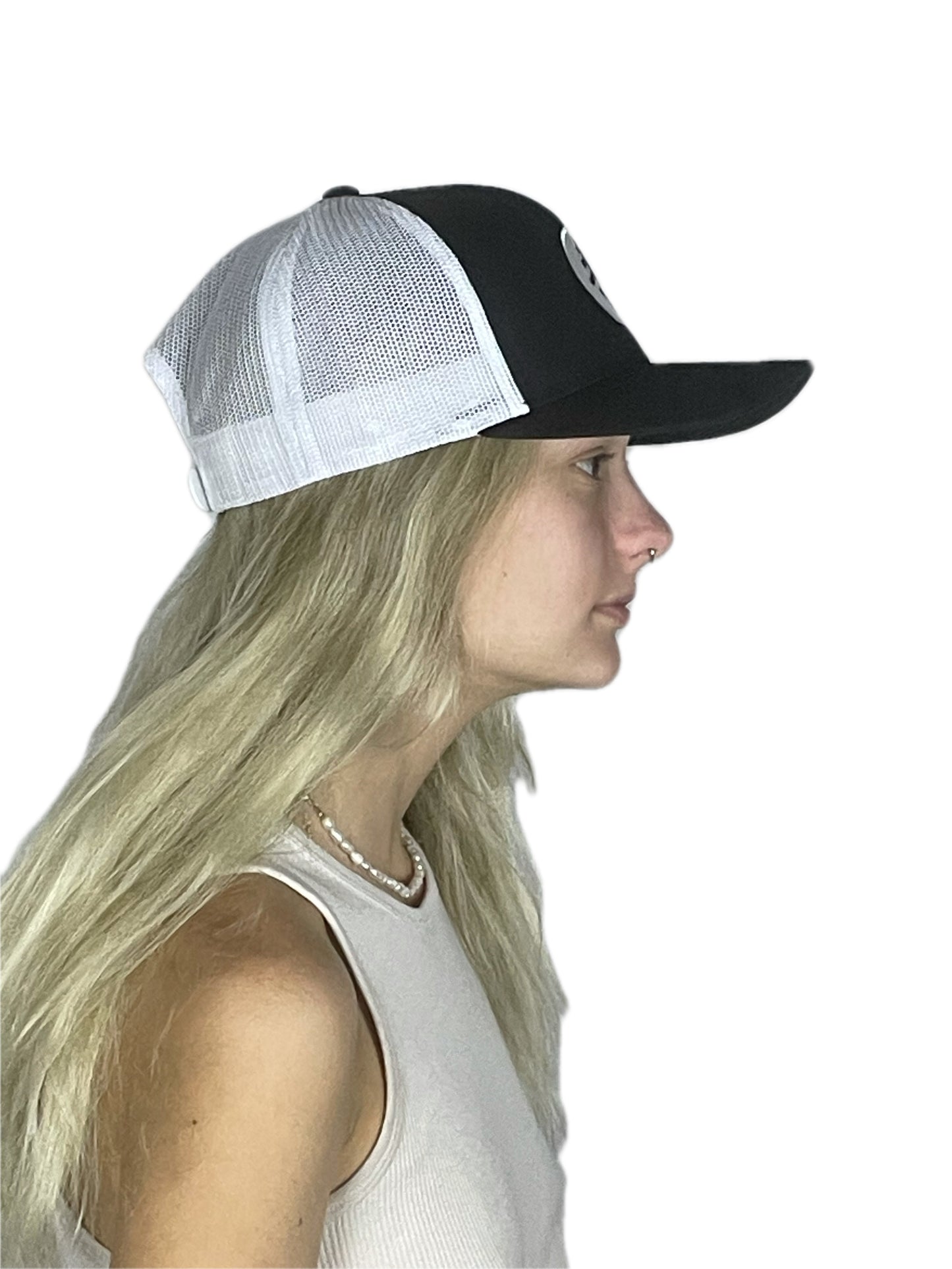 Treevy Black/White Embroidered Trucker Hat