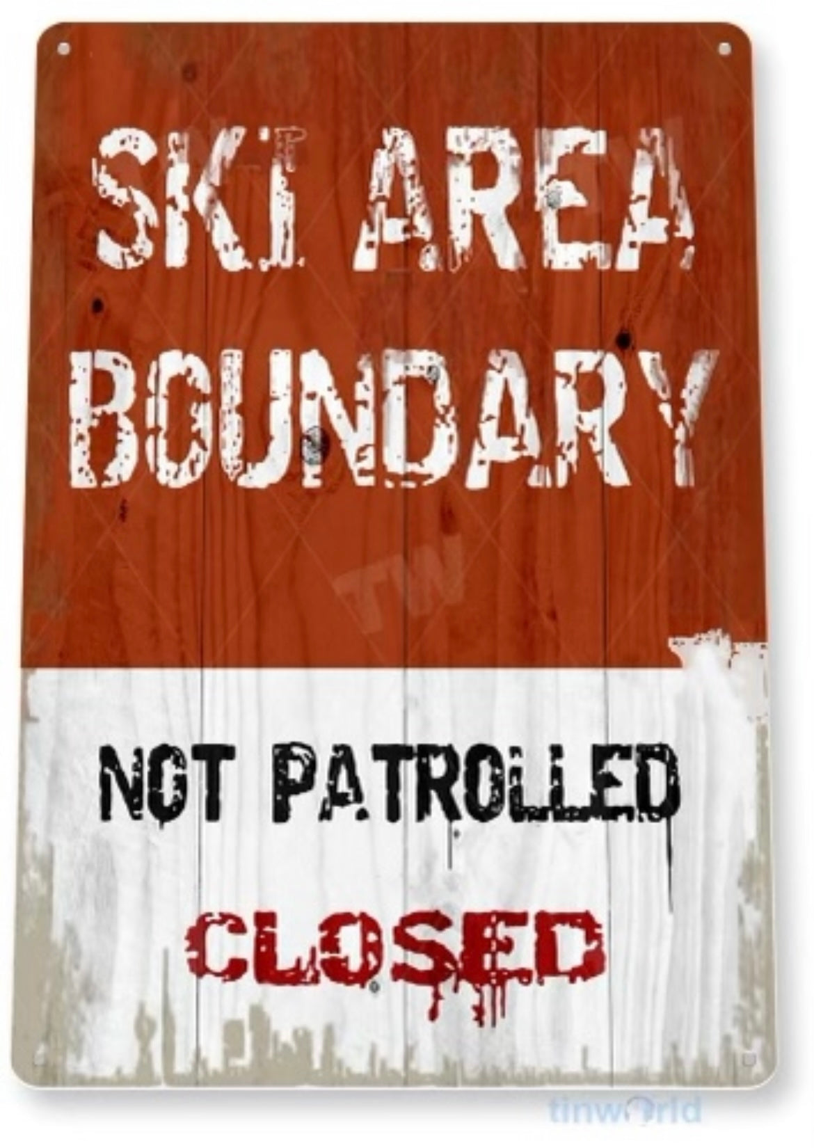 Ski Area Boundary Tin Sign