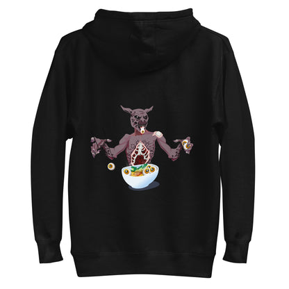 Eyeballs eating monster - Premium Unisex Pullover Hoodie