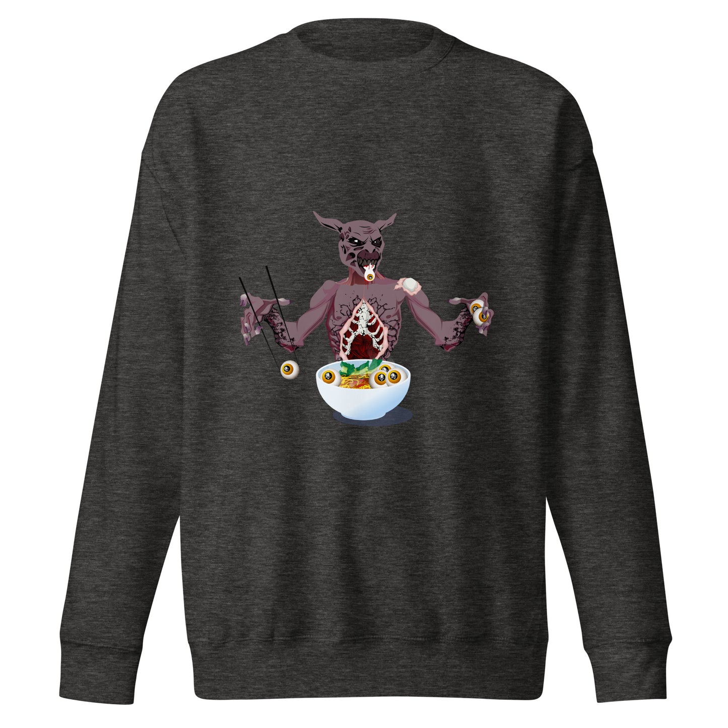 Eye Balls eating Monster - Premium Unisex Crewneck Sweatshirt