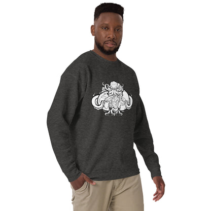 Cthulu (Black and White) - Premium Unisex Crewneck Sweatshirt