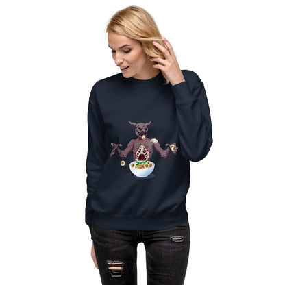 Eye Balls eating Monster - Premium Unisex Crewneck Sweatshirt